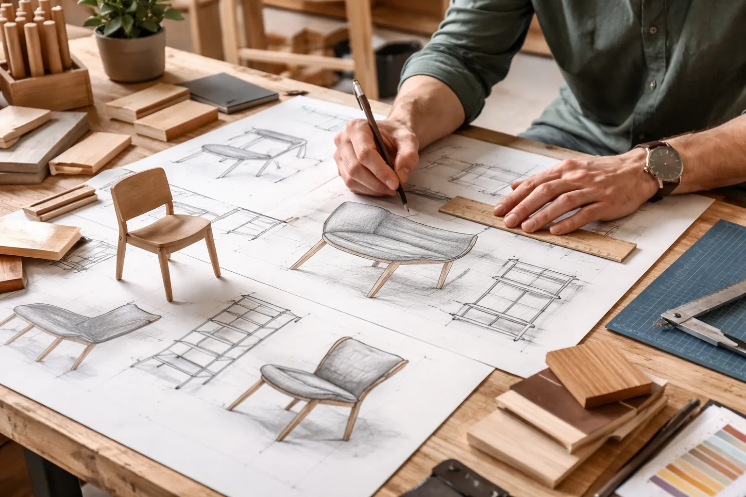 Man making the furniture design