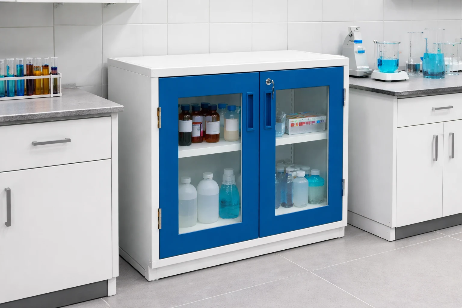 Modern laboratory with storage cabinet