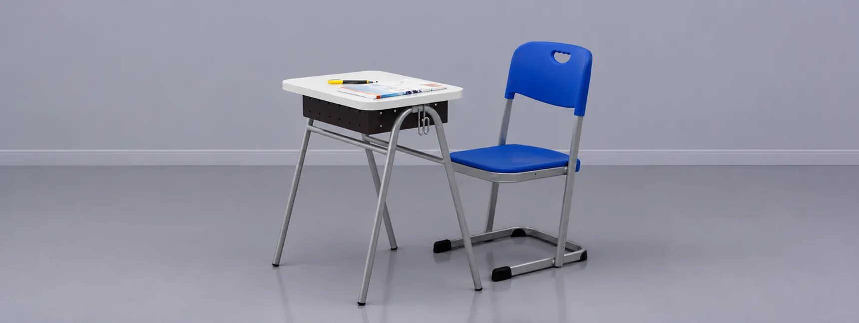 Blue-Wave Student Study Chair and Table Set