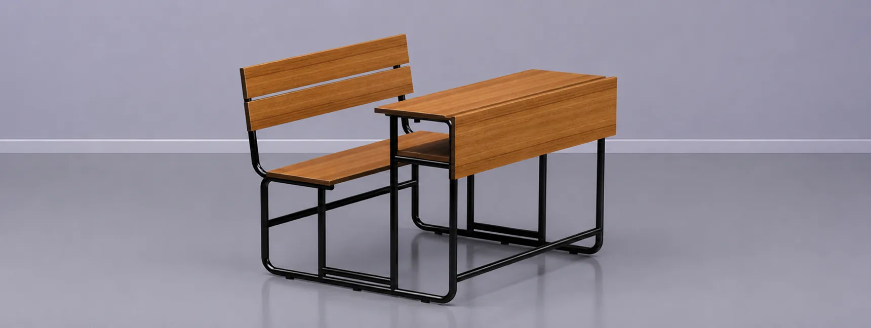 Brown 2 Seater School Bench