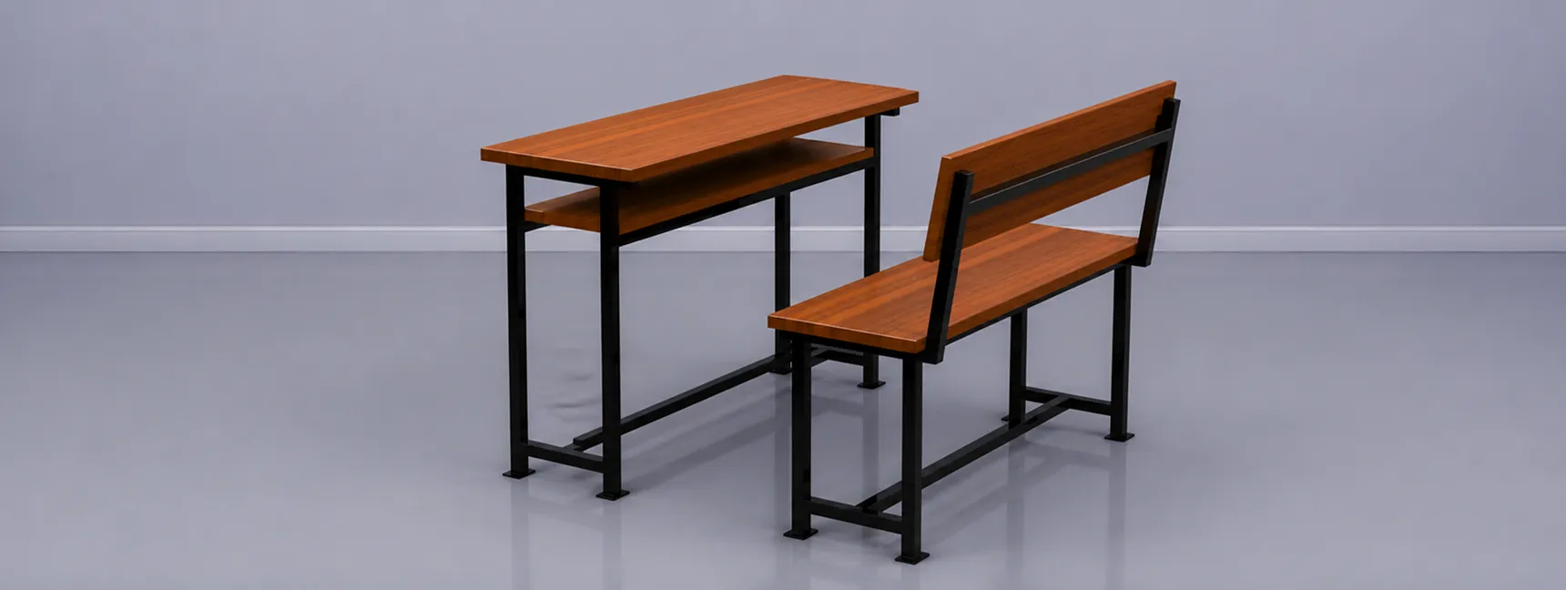 Brown Wooden School Bench
