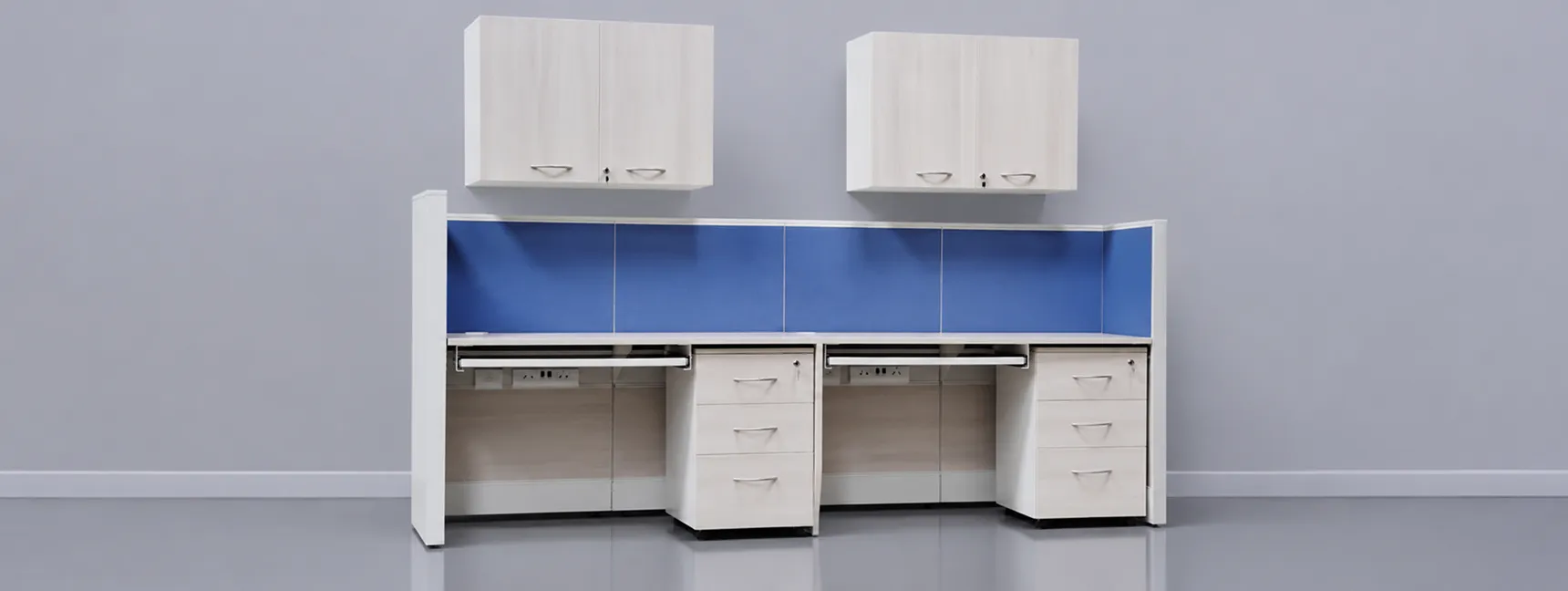 Dual Workstation For Office With Storage